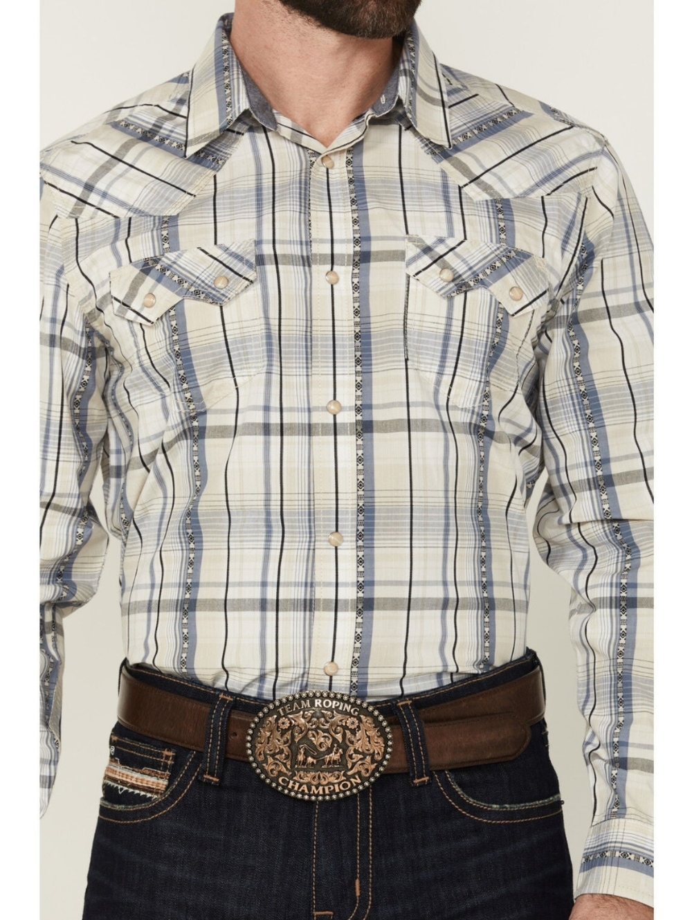 EUC•Cody James Men's Western Wind Plaid Print Long Sleeve Snap Western Shirt•MED